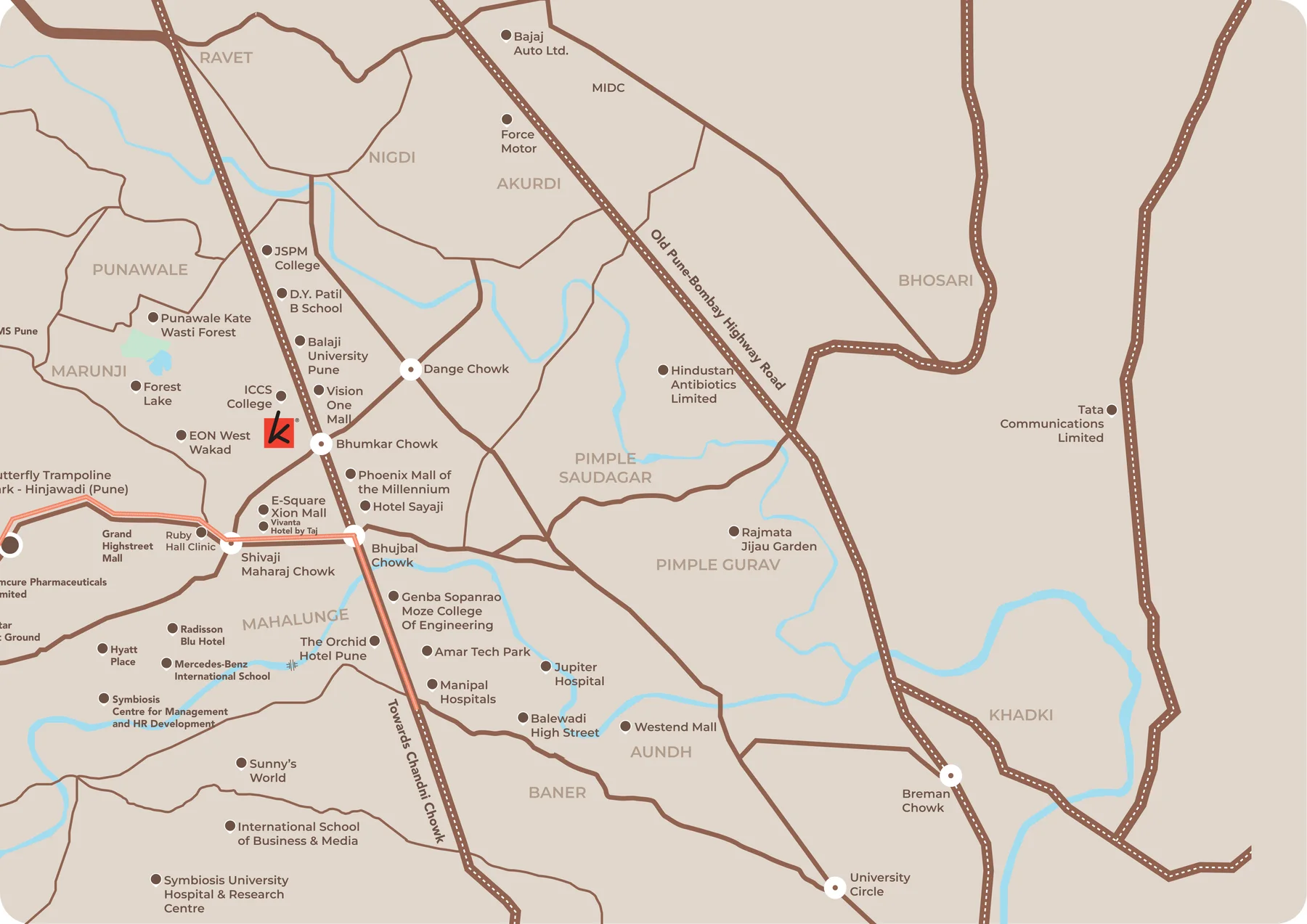 Kohinoor Regalia location map – Wakad, Pune